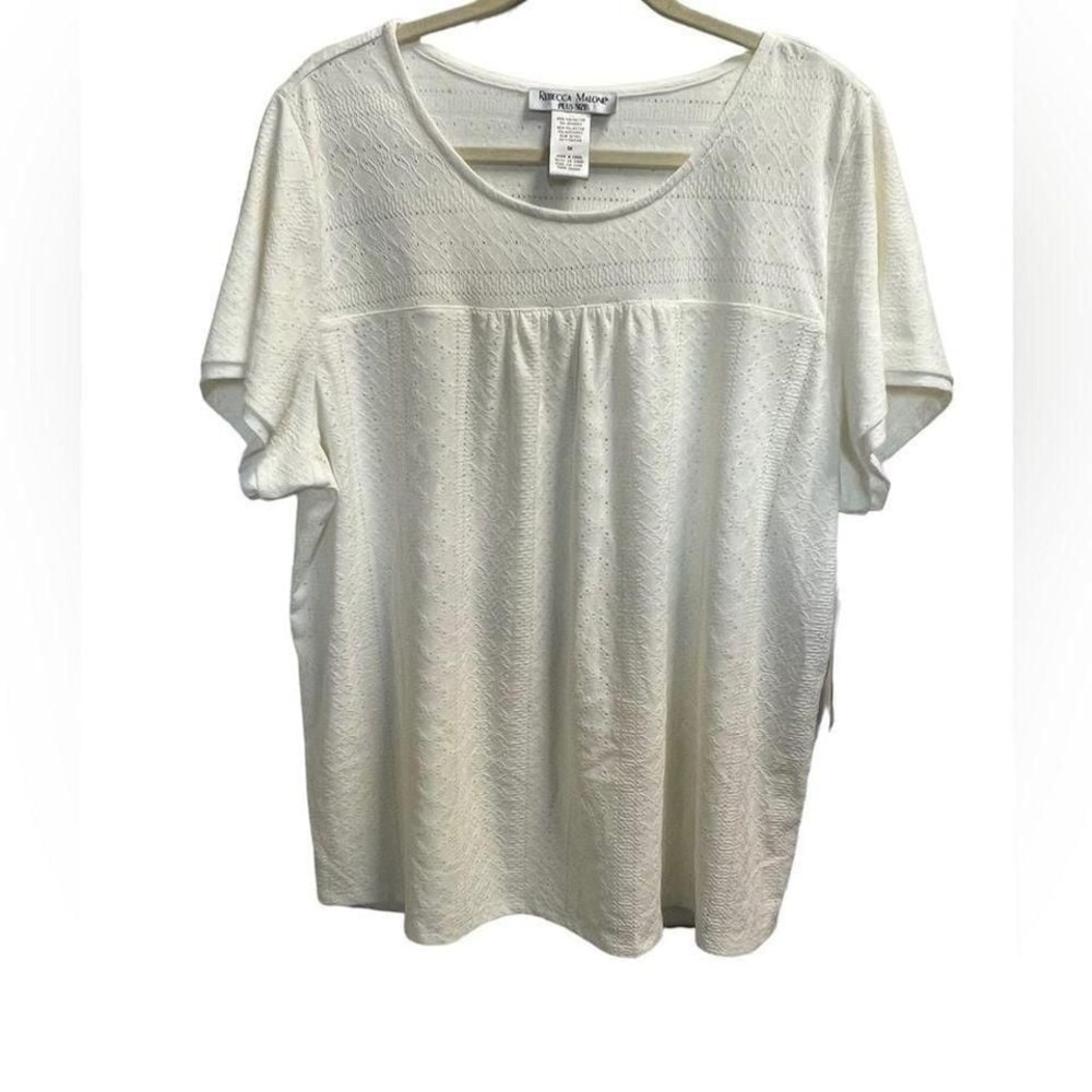 NWT Rebecca‎ Malone bohemian stretch white blouse size 1X
